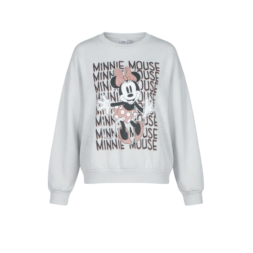 Disney Women Grey Minnie Mouse Sweatshirt L Relaxed Fit