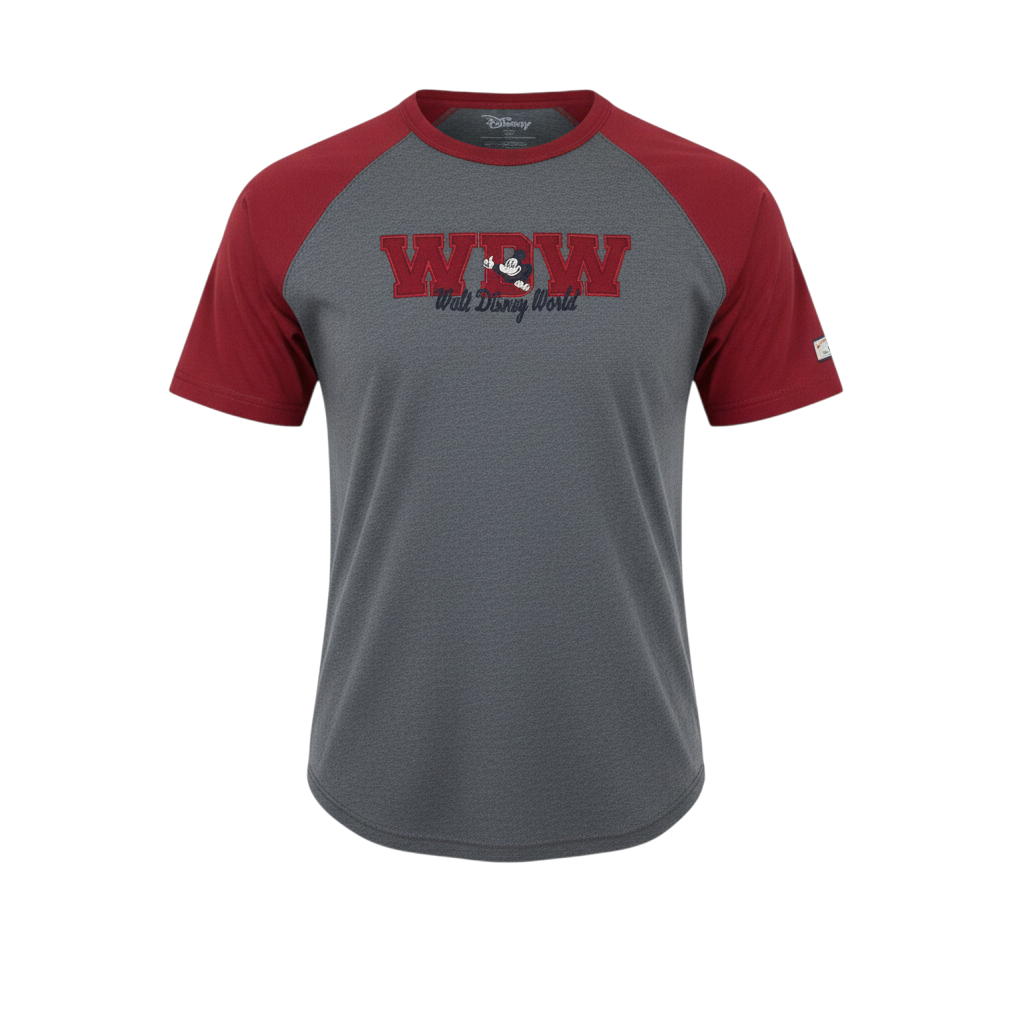 Walt Disney World Women’s Grey Red Raglan Mickey T-Shirt XL