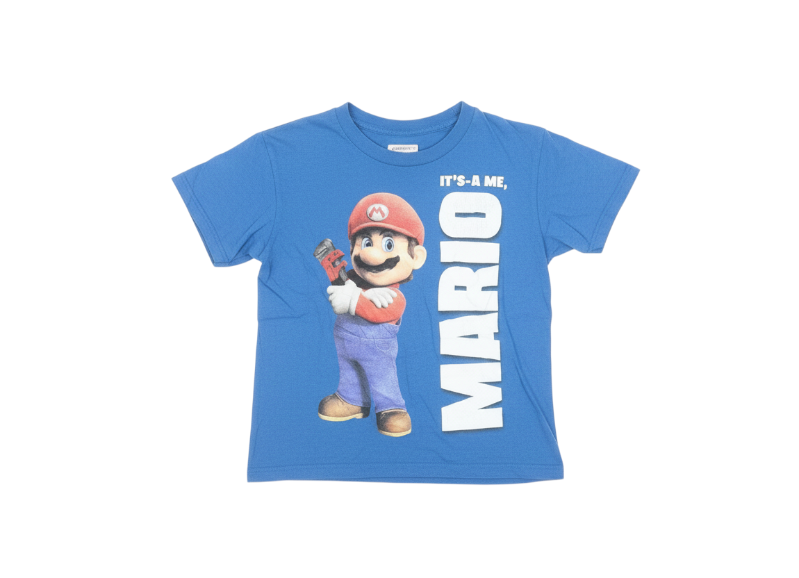 Nintendo Boys Blue Mario Graphic Short Sleeve Cotton T-Shirt 7-8 Years