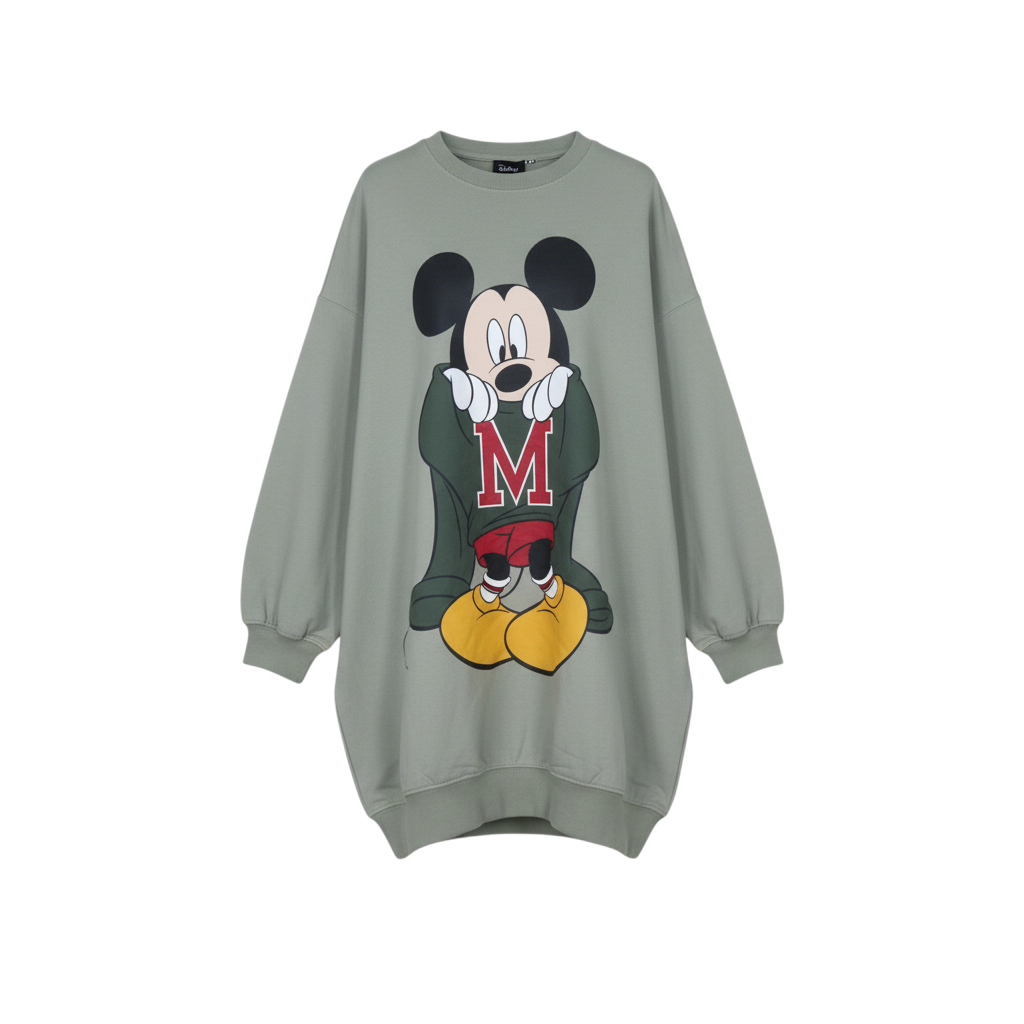 H&M Disney Women's Khaki Mickey Mouse Cotton Pullover Sweatshirt Size S