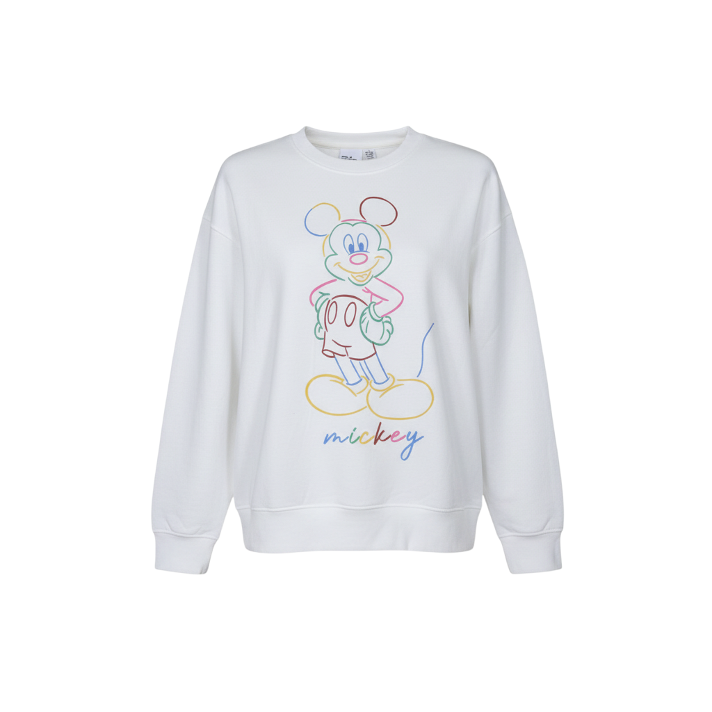 Disney Womens White Mickey Mouse Pullover Sweatshirt Size L 14/16