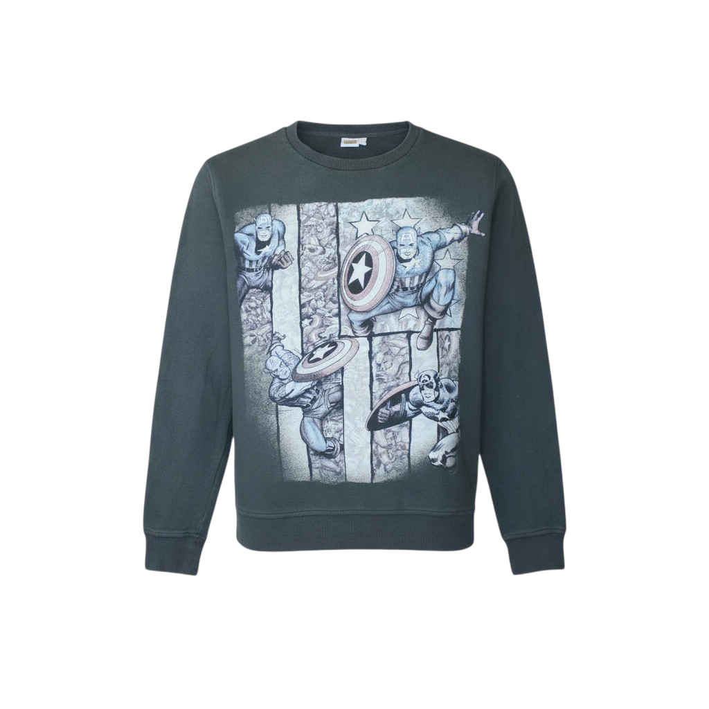 Cedarwood State Men’s Grey Captain America Comic Sweatshirt L