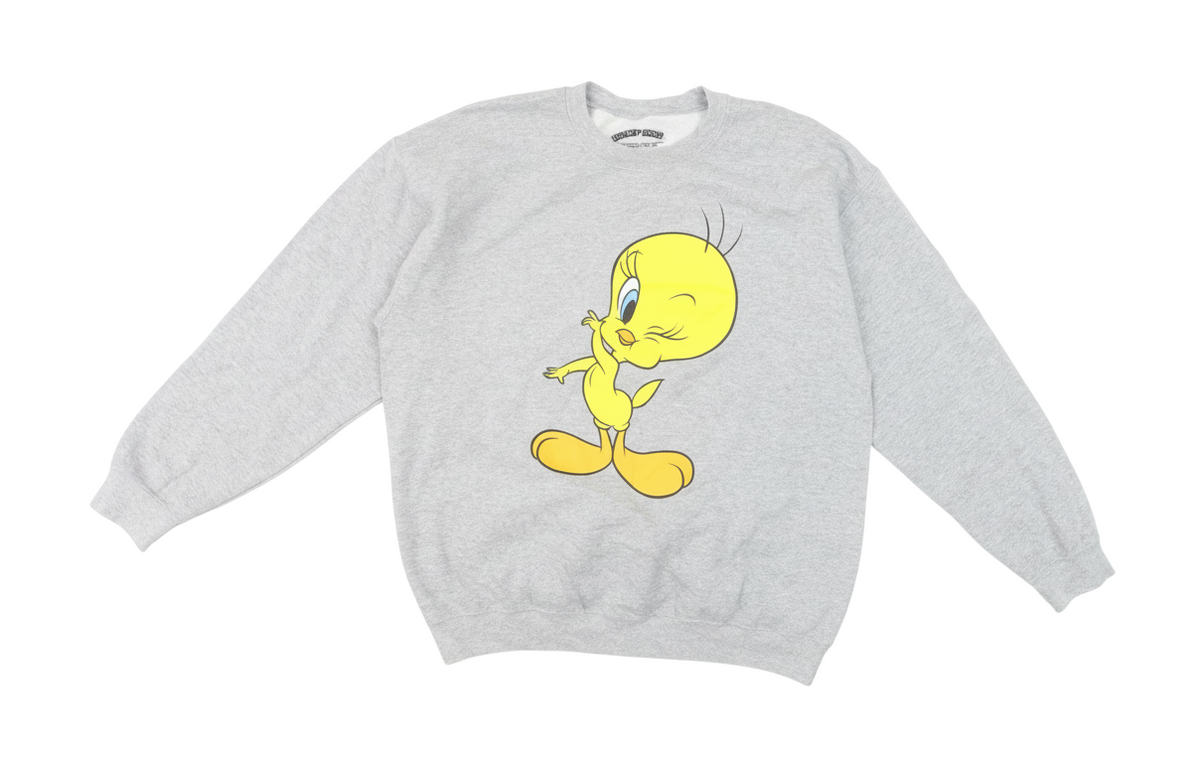 Looney Tunes Men's Grey Tweety Graphic Sweatshirt Pullover L