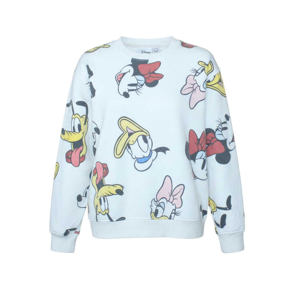 Disney Women White 2XS Pullover Sweatshirt Minnie & Friends Print