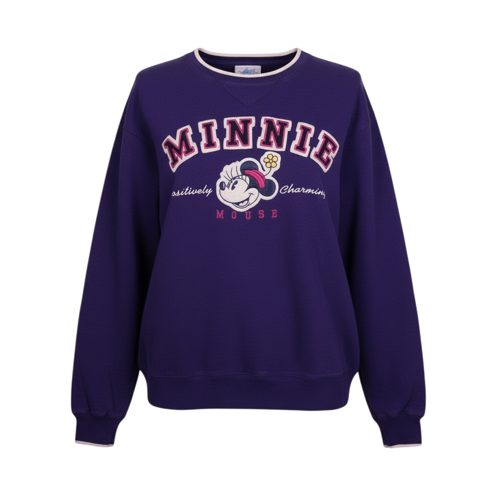 Disneyland Women Purple Minnie Mouse Pullover Sweatshirt Size M