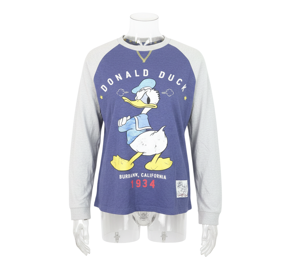 Disney Men's Blue Donald Duck Long Sleeve Graphic T-Shirt L