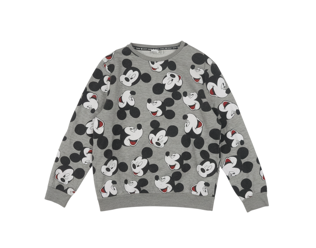 Disney Women Grey Mickey Mouse Pullover Sweatshirt Size M 12/14
