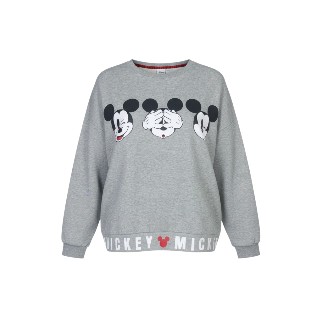 Disney Women Grey Mickey Mouse Graphic Pullover Sweatshirt L