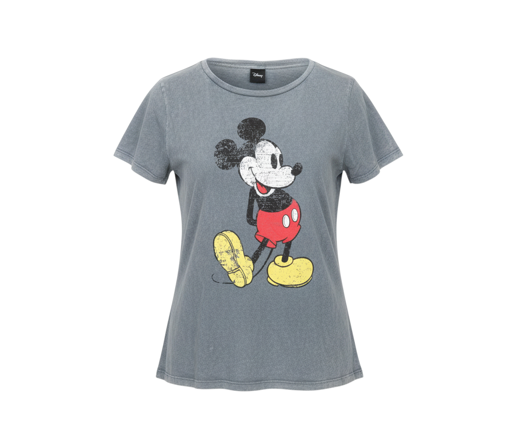 Disney Women's Grey Mickey Mouse Graphic T-Shirt XL Casual Cotton