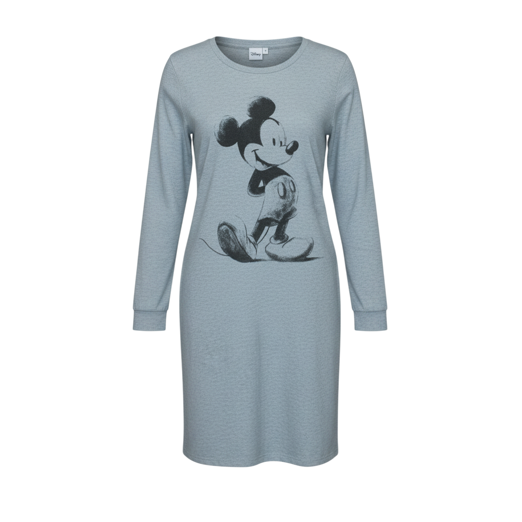 Disney Women Grey Size 12 Mickey Mouse Long Sleeve T-Shirt Dress