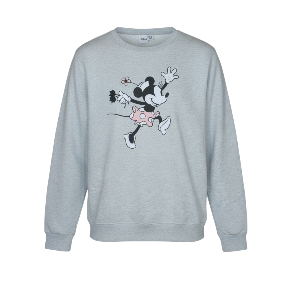 Disney Womens Grey Minnie Mouse Sweatshirt M Crew Neck Pullover