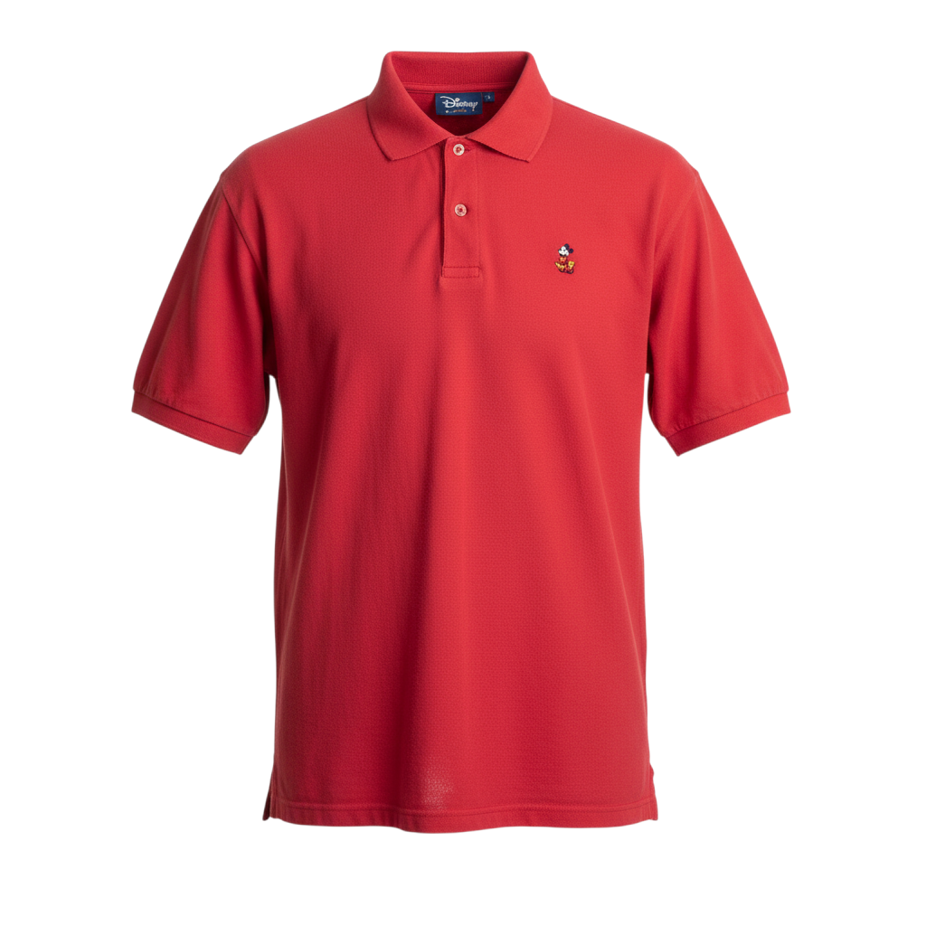 Disney Men's Red Cotton Mickey Mouse Polo Shirt XL
