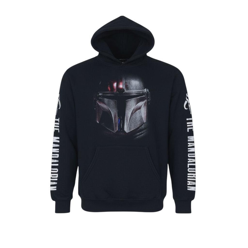 Nastrovia Mens Black The Mandalorian Pullover Hoodie Size S
