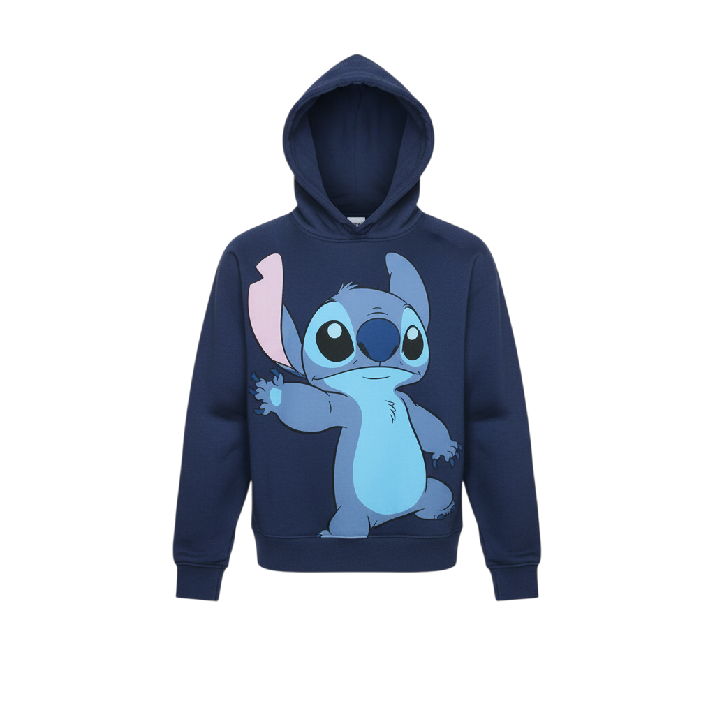 Disney Primark Women Blue Stitch Pullover Hoodie 2XS Hooded Sweatshirt