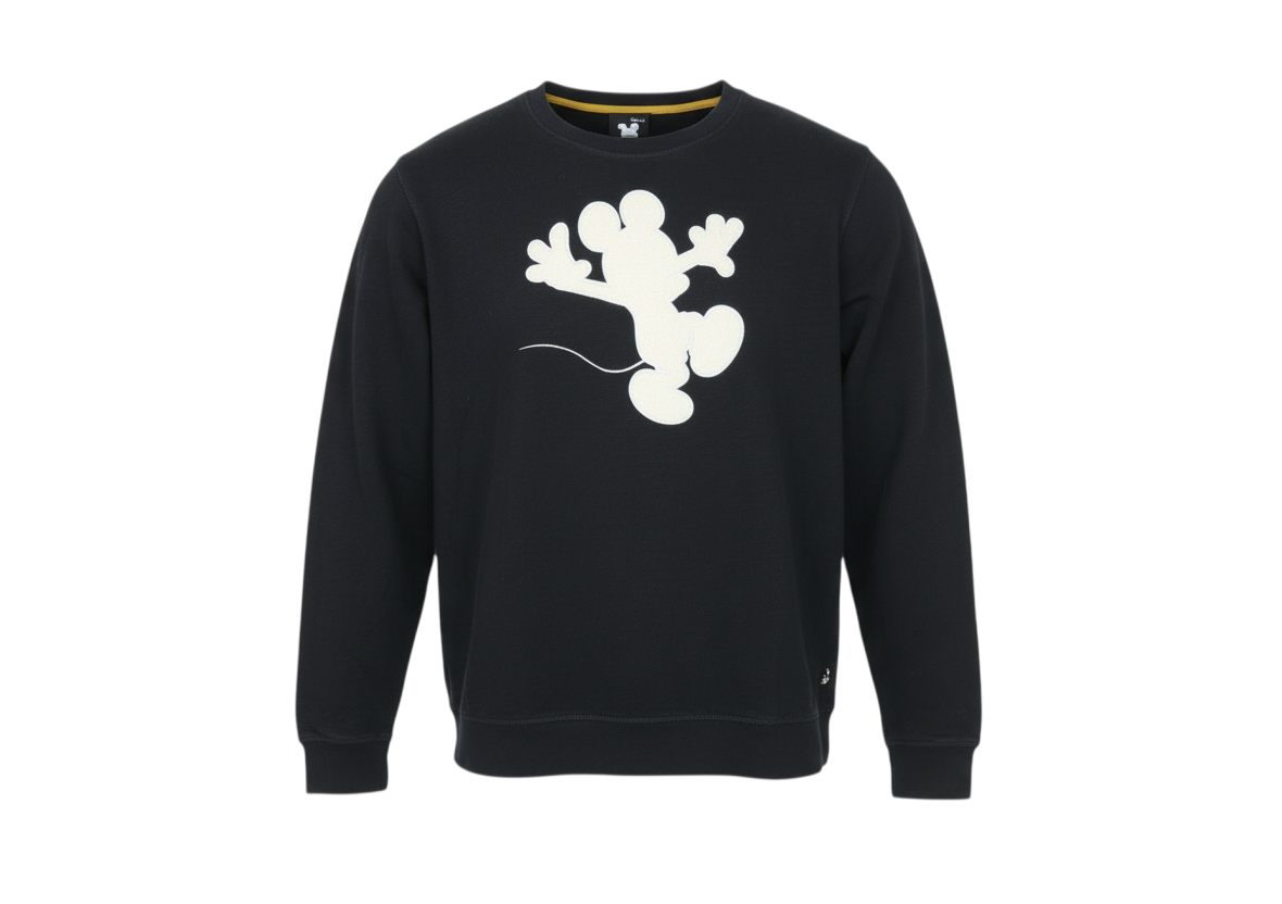 Disney Women's Black Mickey Sweatshirt L Cotton Pullover Casual