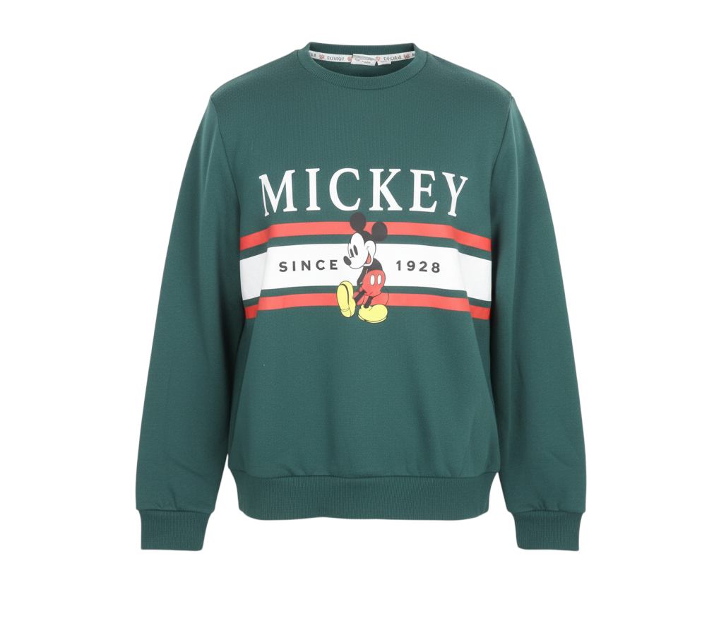 Disney Men's Green Mickey Mouse Graphic Pullover Sweatshirt Size S