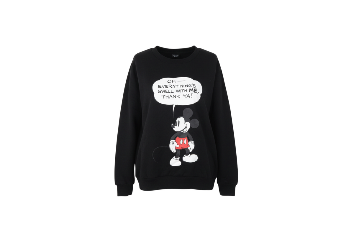 Pep&Co Disney Mickey Mouse Women's Black L Pullover Graphic Sweatshirt