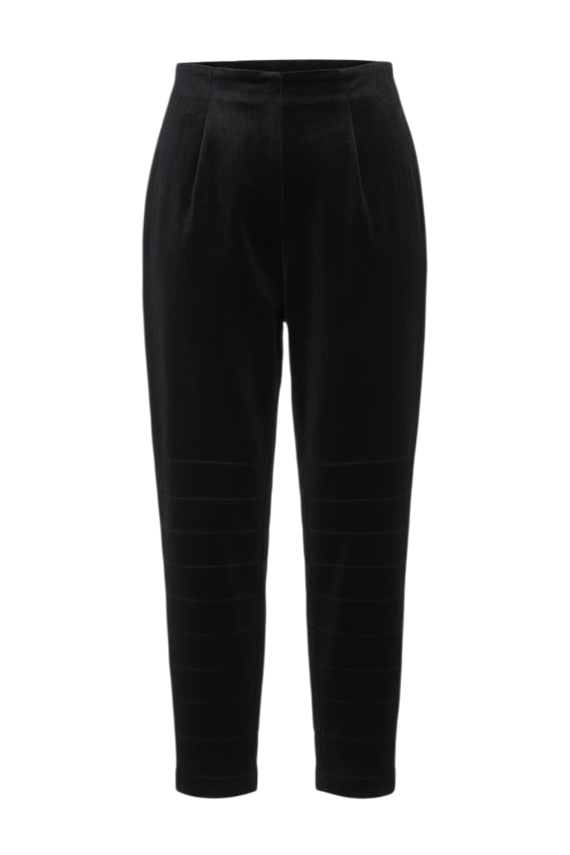 BHS Women’s Black Velvet Tapered Trousers Size 12 High Rise