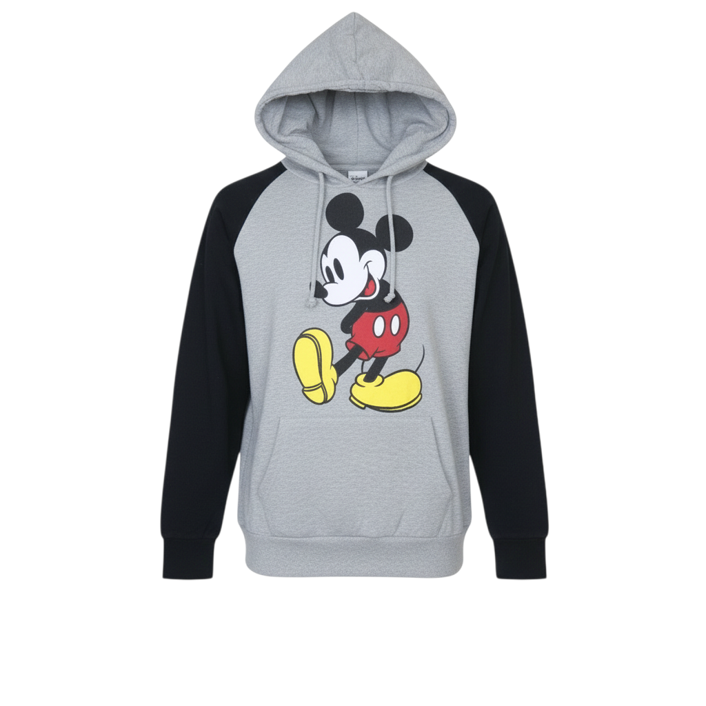 Disney Women’s Grey & Black Mickey Mouse Pullover Hoodie Size 18