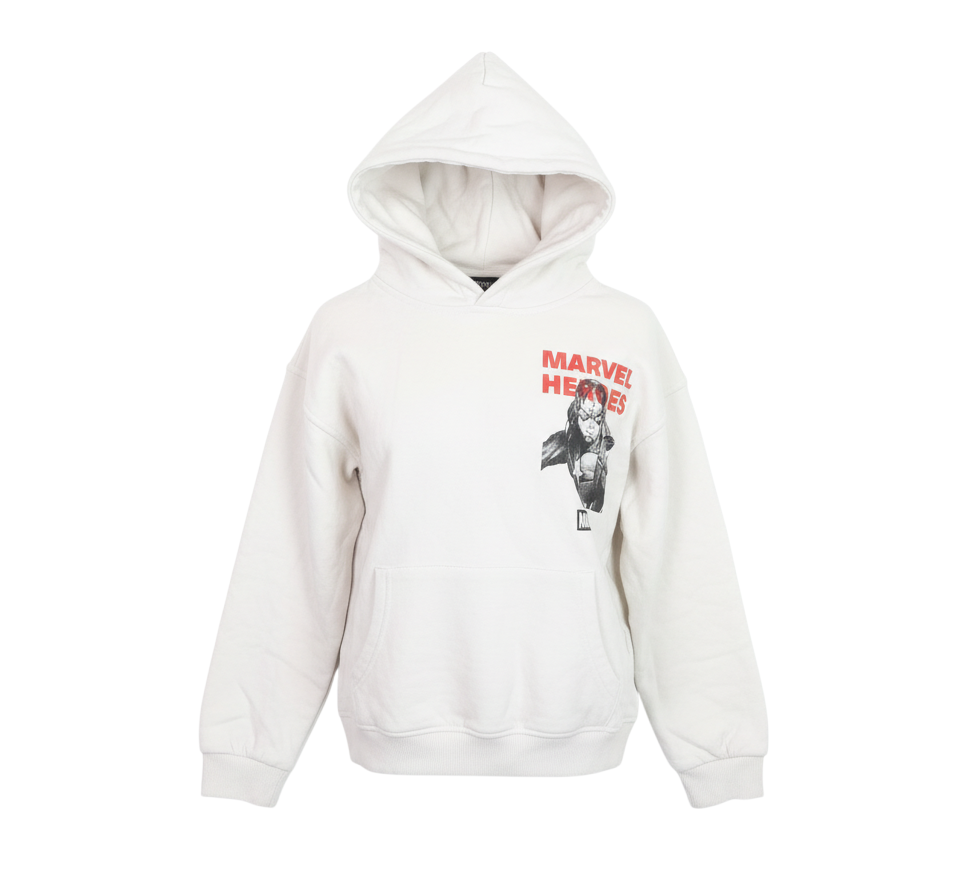 Marks & Spencer Boys White Marvel Heroes Hoodie 7-8 Years Cotton Blend
