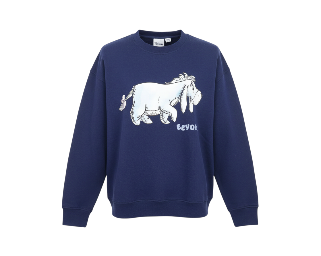 Disney Women Navy Blue Eeyore Sweatshirt Size S 10/12 Crew Neck