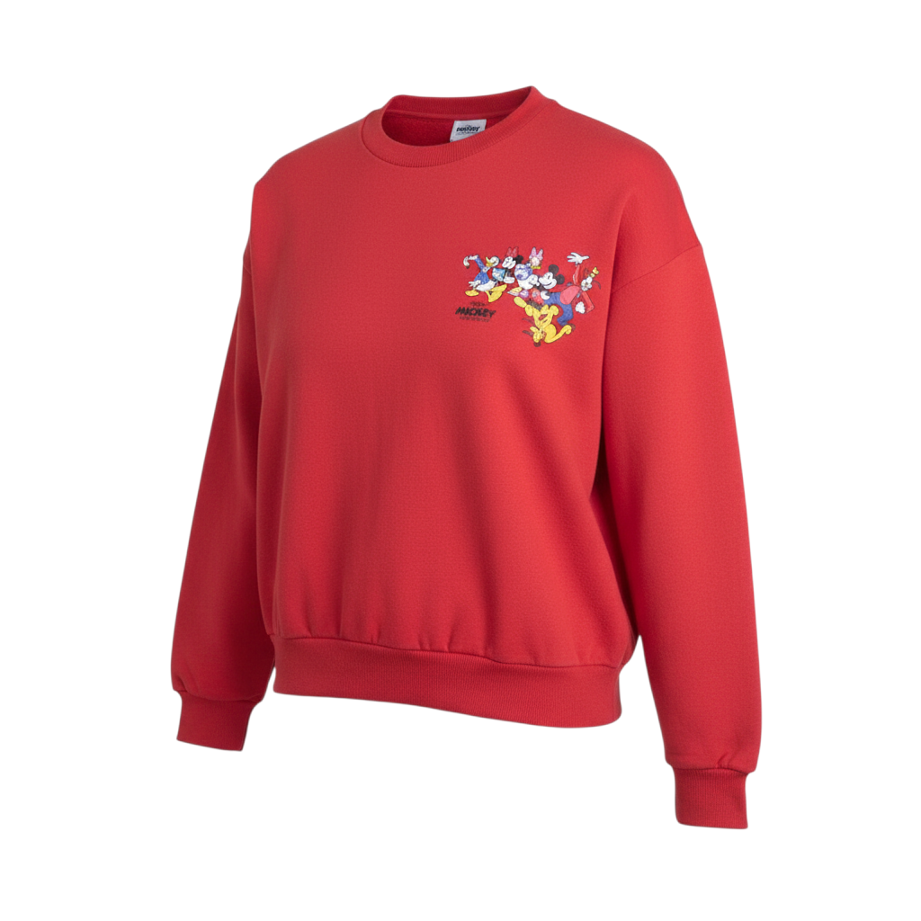 Disney Mickey & Friends Red Sweatshirt Women L Pullover Crew Neck