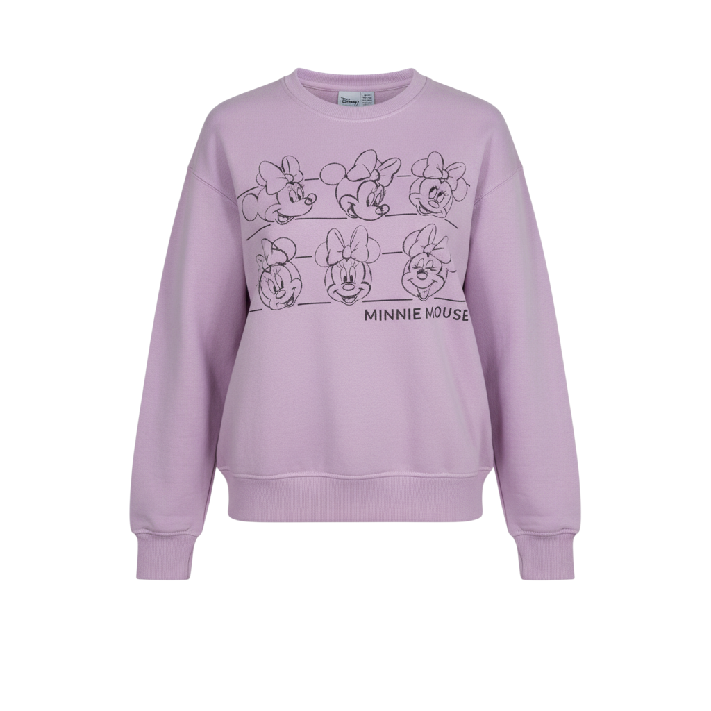Disney Women Lilac Minnie Mouse Pullover Sweatshirt 2XS