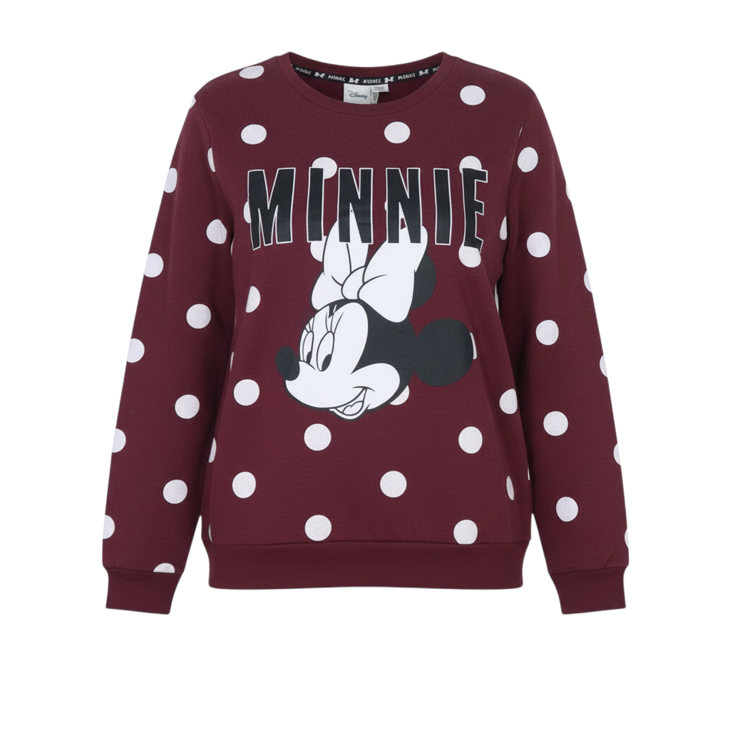 Disney Minnie Mouse Burgundy Polka Dot Sweatshirt XS Women