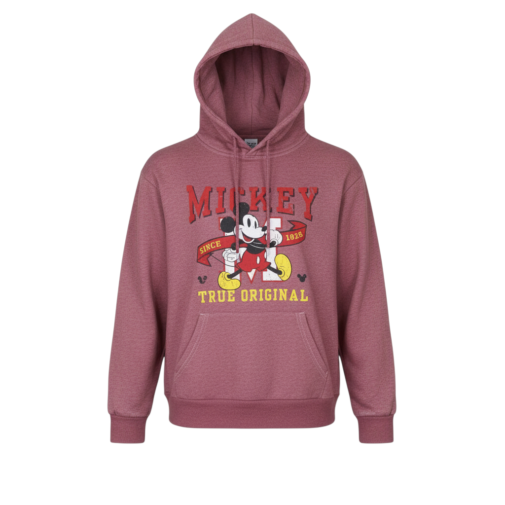 Disney Womens Pink Mickey Mouse Pullover Hoodie Size 10/12
