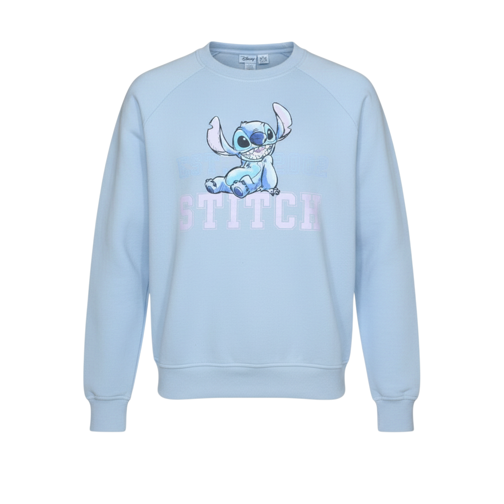 Disney x Primark Women Blue Stitch Sweatshirt XS Pullover Crew Neck