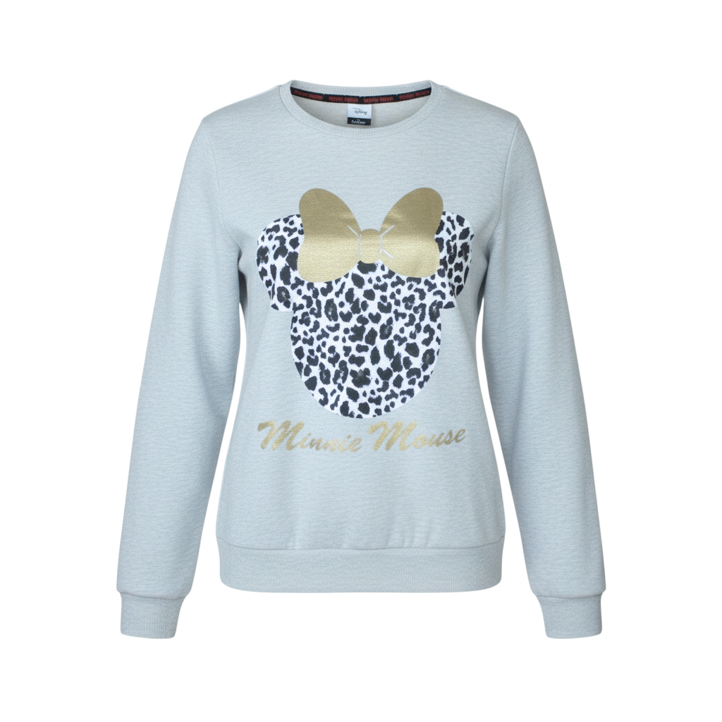 Disney at George Girls Grey Minnie Mouse Animal Print Pullover Sweatshirt XL