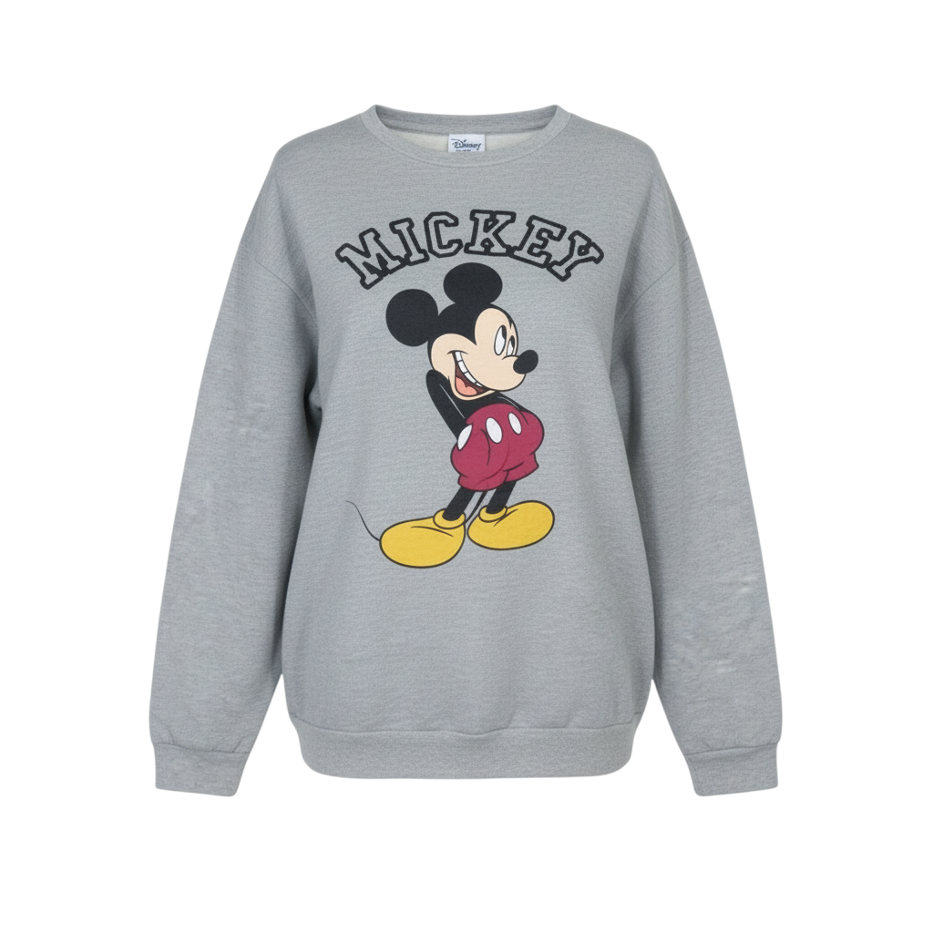 Disney Unisex Grey Mickey Mouse Pullover Sweatshirt S