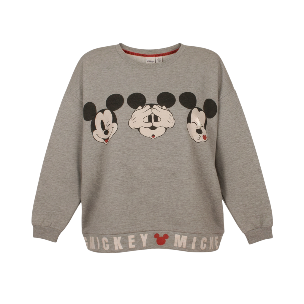Disney Women Grey Mickey Mouse Pullover Sweatshirt Size L
