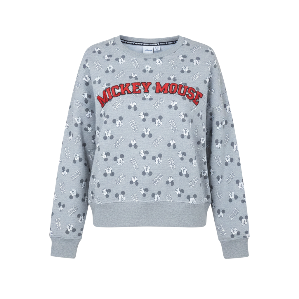 Disney Women Grey Mickey Mouse Pullover Sweatshirt Size S 10/12