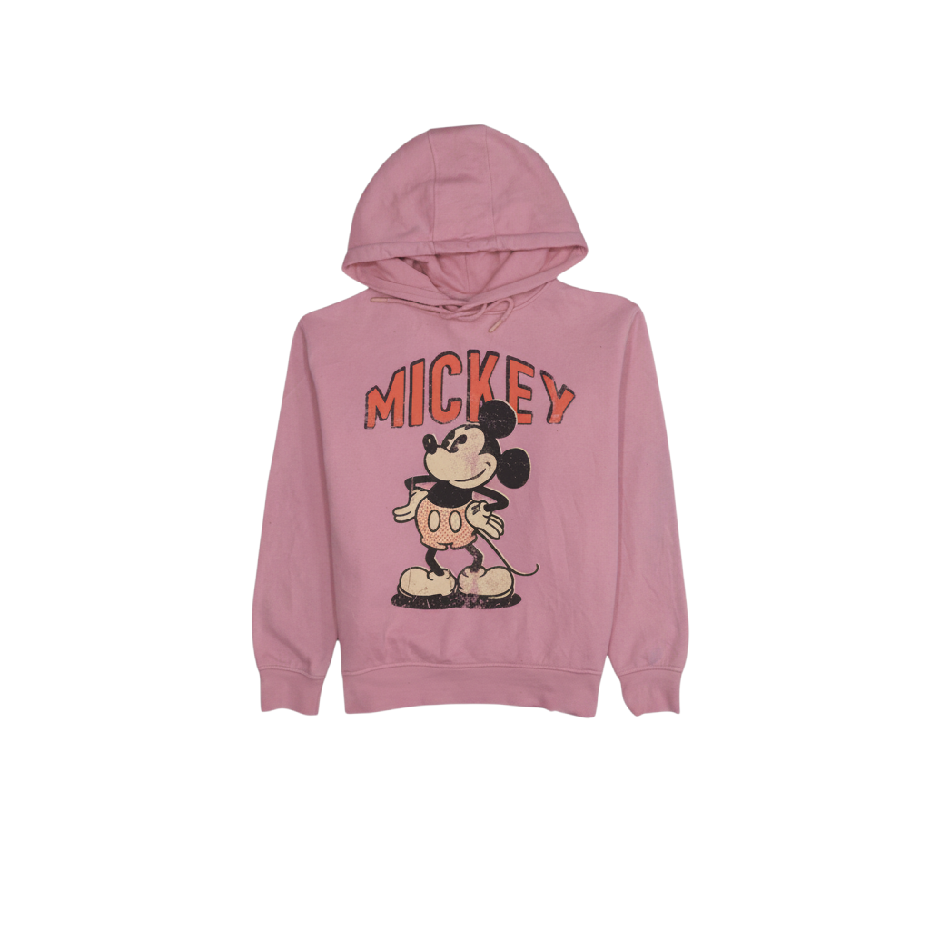 Disney Women Pink XS Pullover Hoodie Mickey Mouse Print