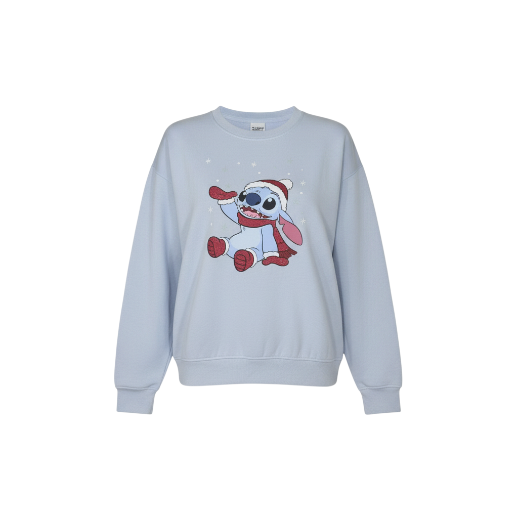 Primark Disney Women Blue XS Pullover Sweatshirt Stitch Christmas Design