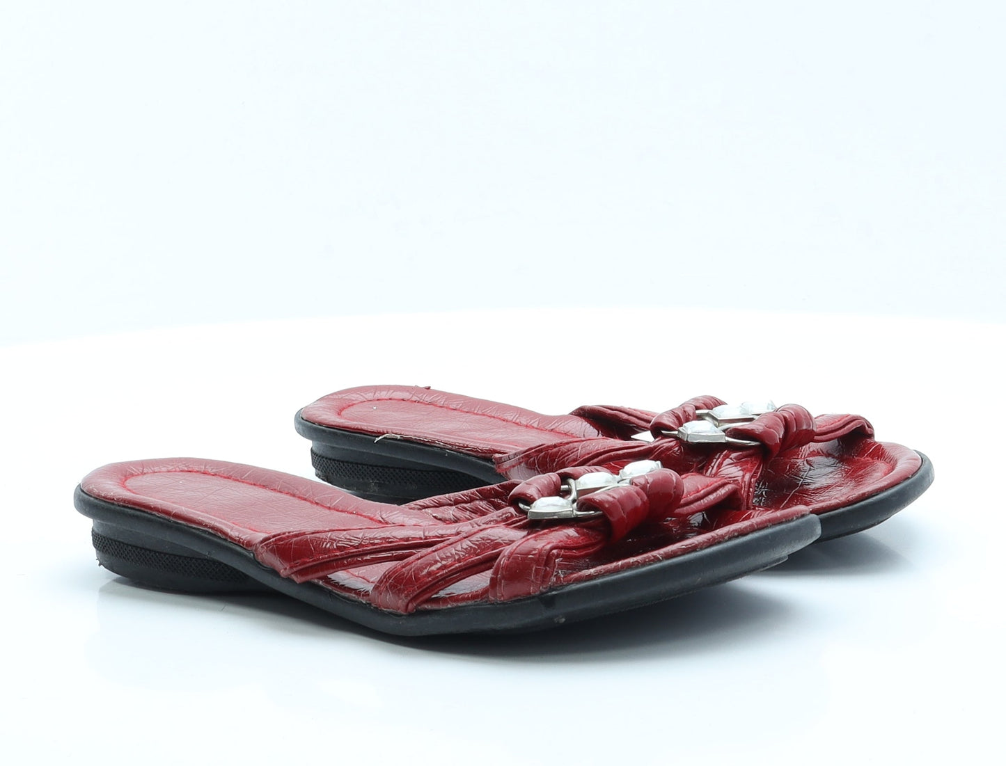 Preworn Womens Red  Polyester Slip On Sandal 7