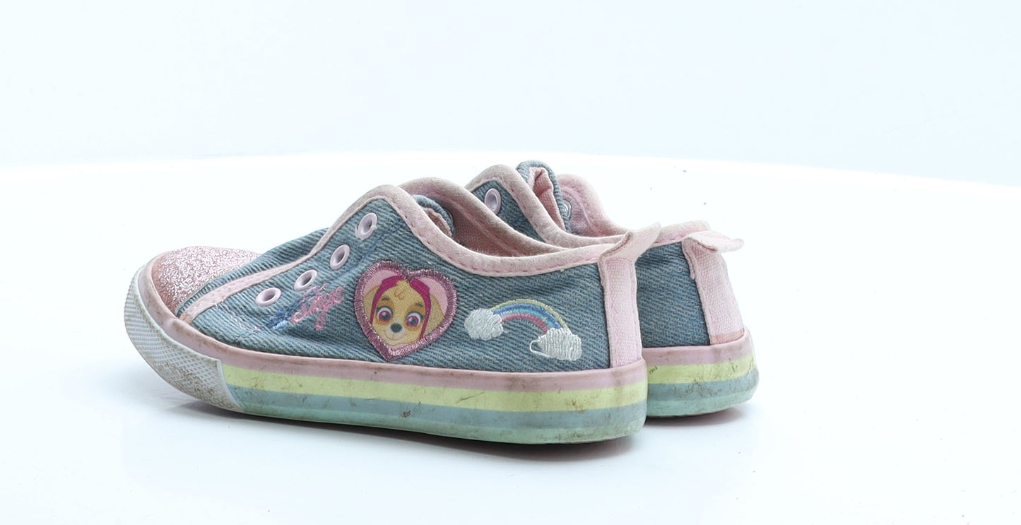 George Girls Blue Colourblock Polyester Trainer Flat 7   - paw patrol