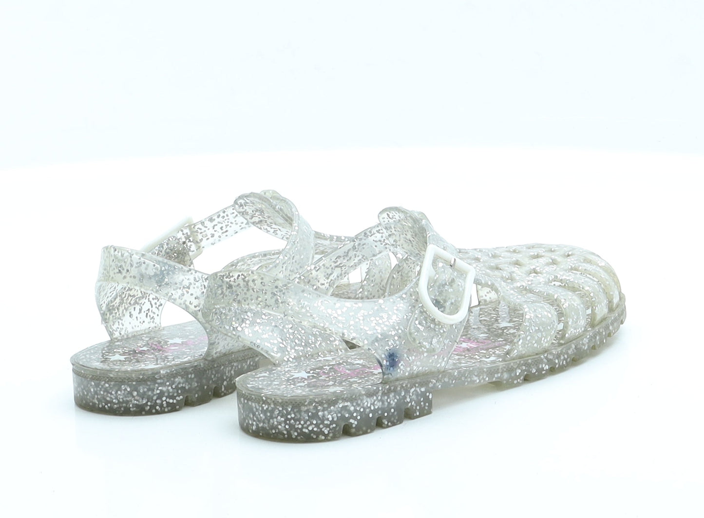 George Girls Silver  Rubber Fisherman Sandal 11