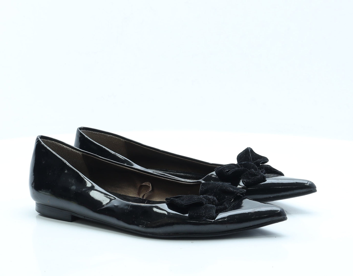 George Womens Black  Faux Leather Ballet Flat UK 6.5 40