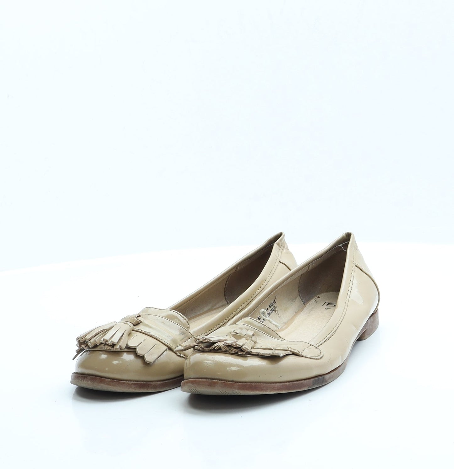F&F Womens Beige  Vinyl Slip On Flat UK 5 38
