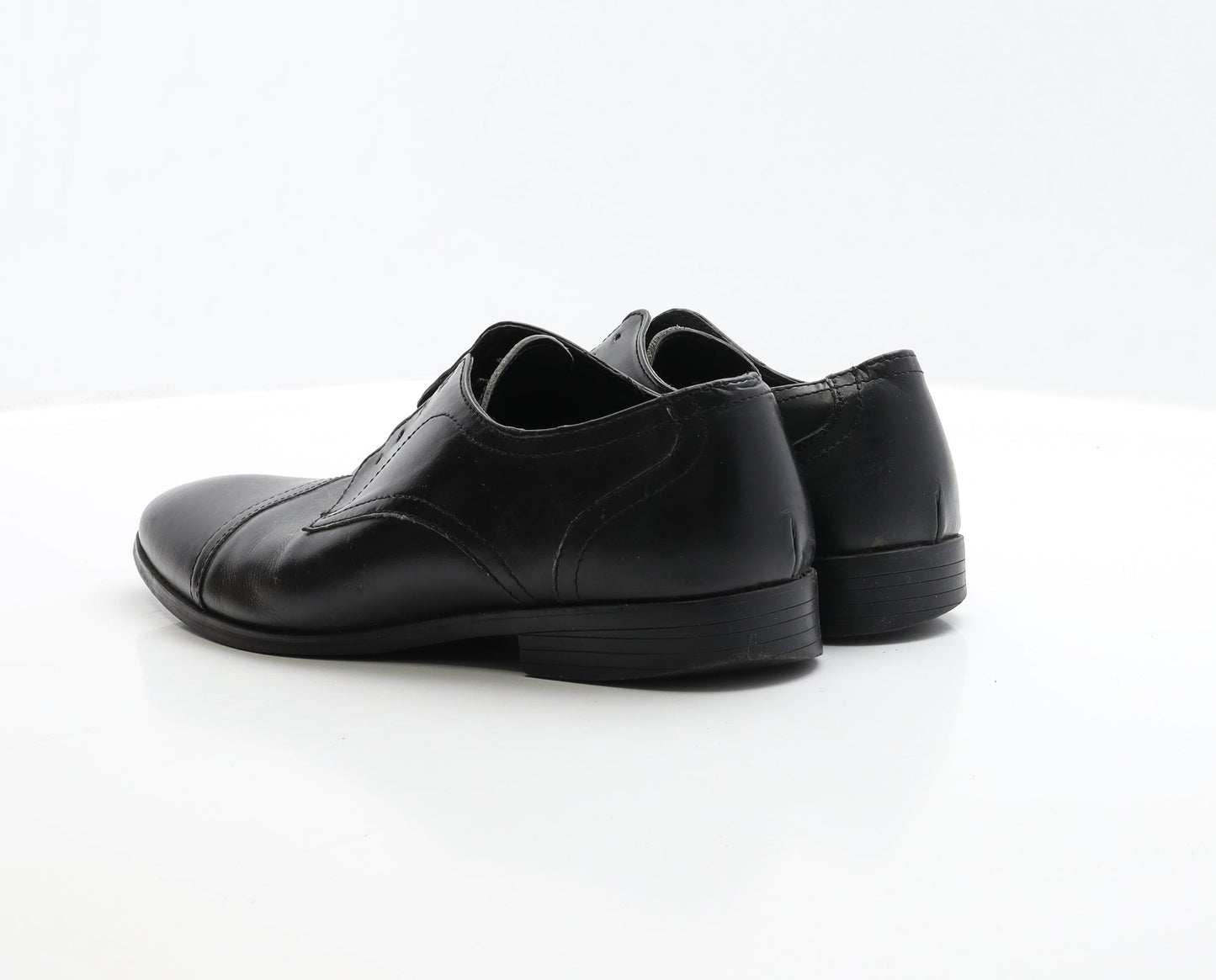 George Mens Black Leather Oxford Dress UK 7