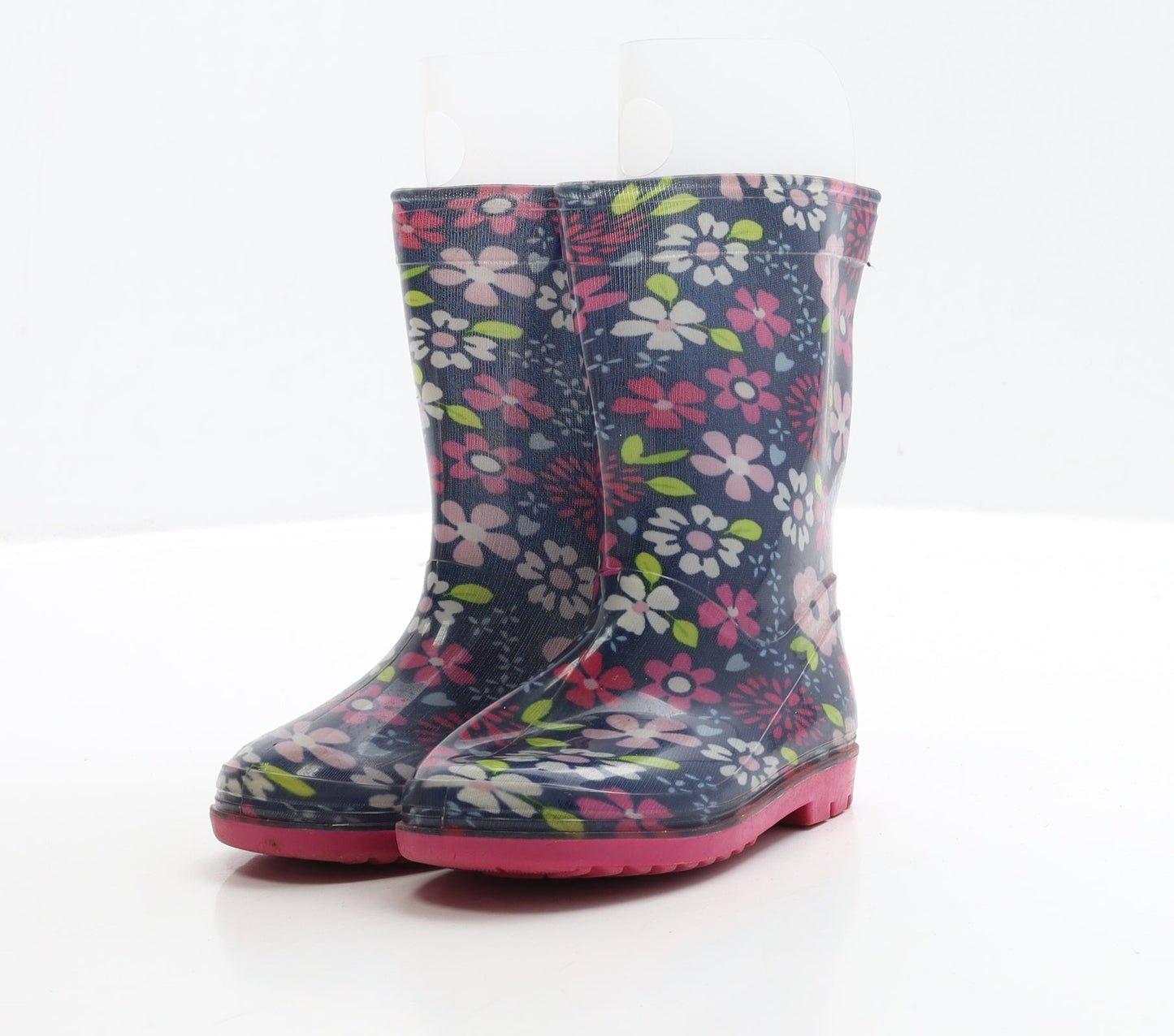 Preworn Girls Blue Floral Rubber Wellies Boot UK 6