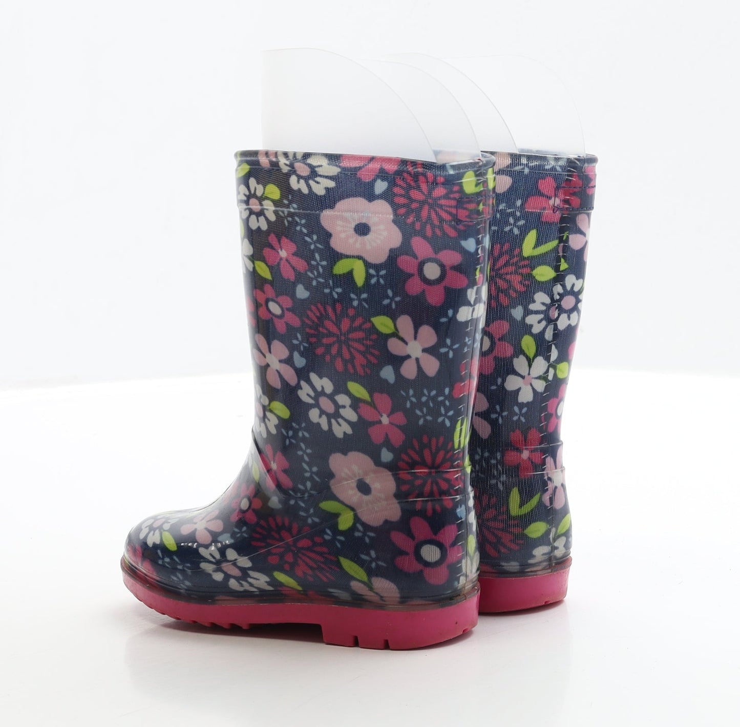 Preworn Girls Blue Floral Rubber Wellies Boot UK 6