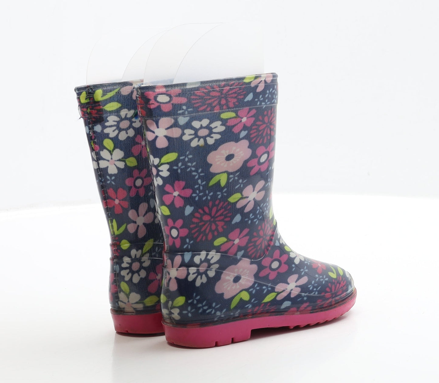 Preworn Girls Blue Floral Rubber Wellies Boot UK 6