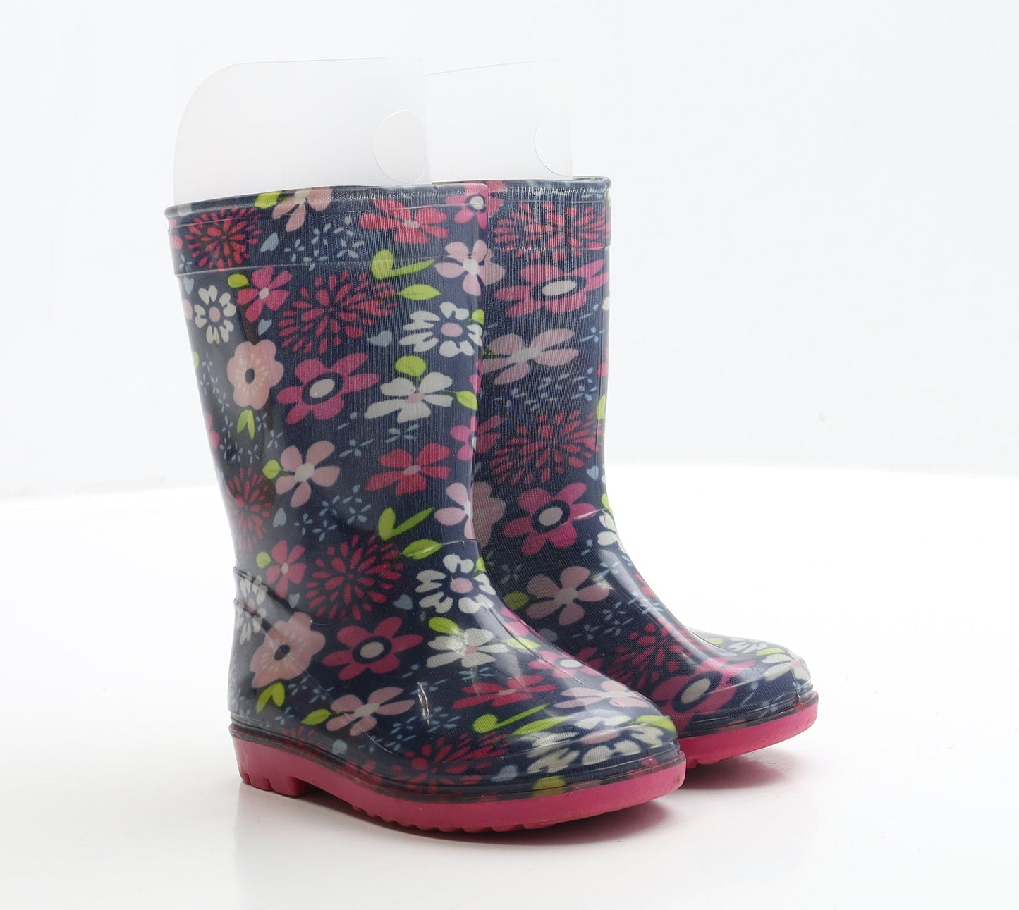 Preworn Girls Blue Floral Rubber Wellies Boot UK 6
