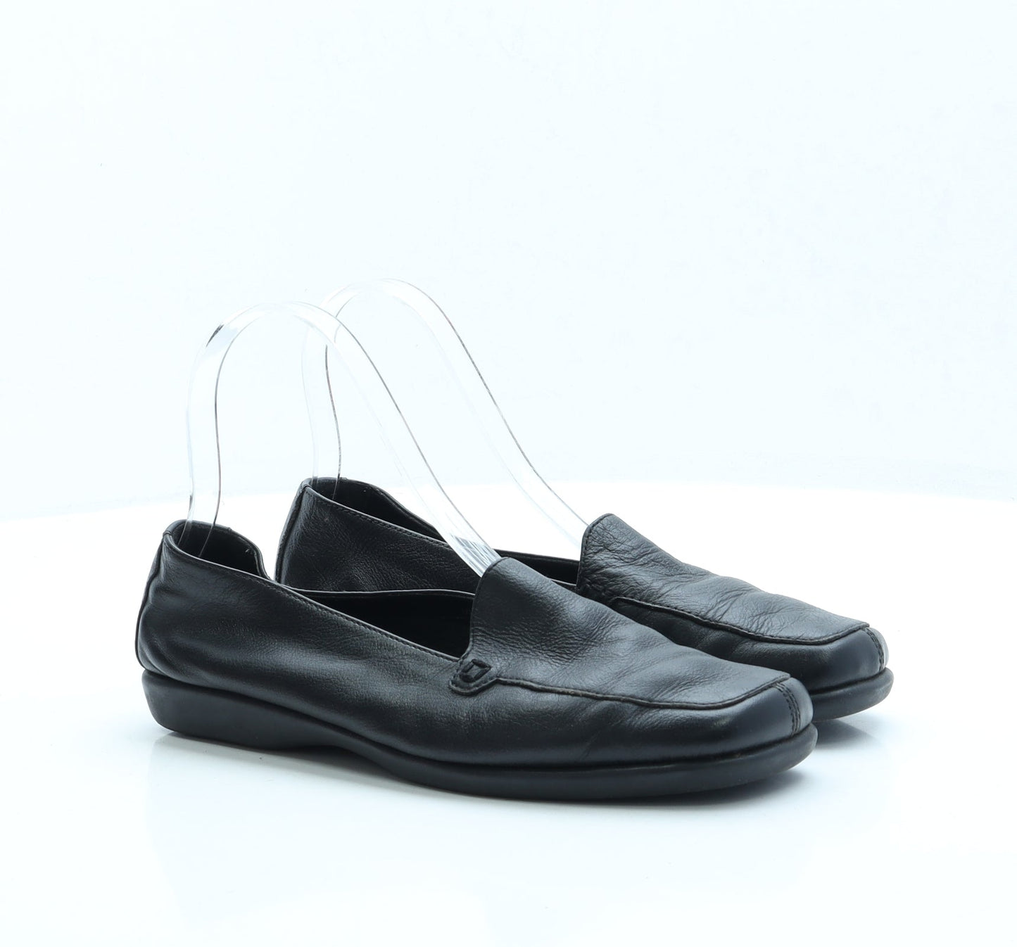 Preworn Womens Black Faux Leather Loafer Flat UK 5