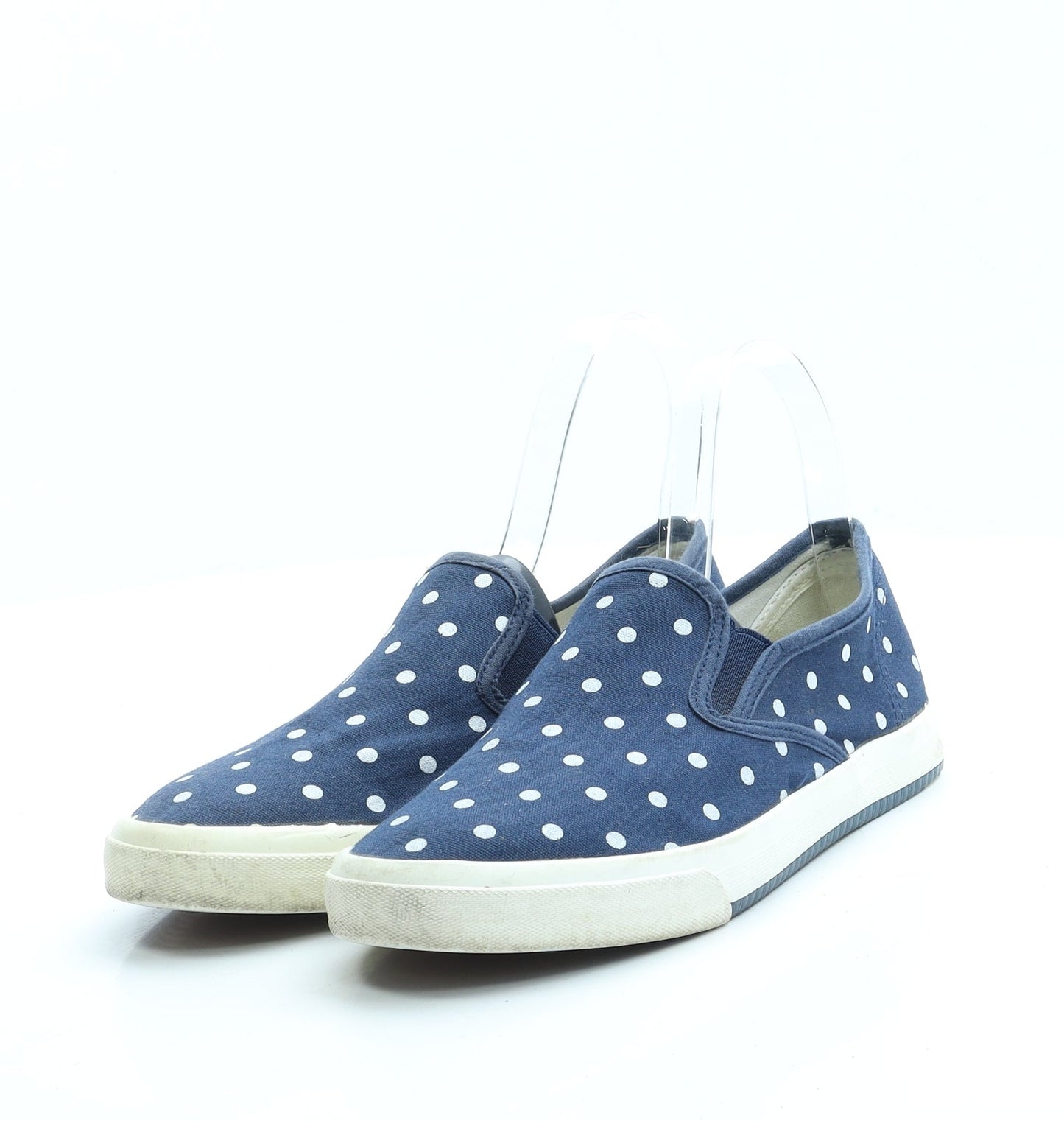 Preworn Womens Blue Polka Dot Fabric Slip On Flat UK 3 36
