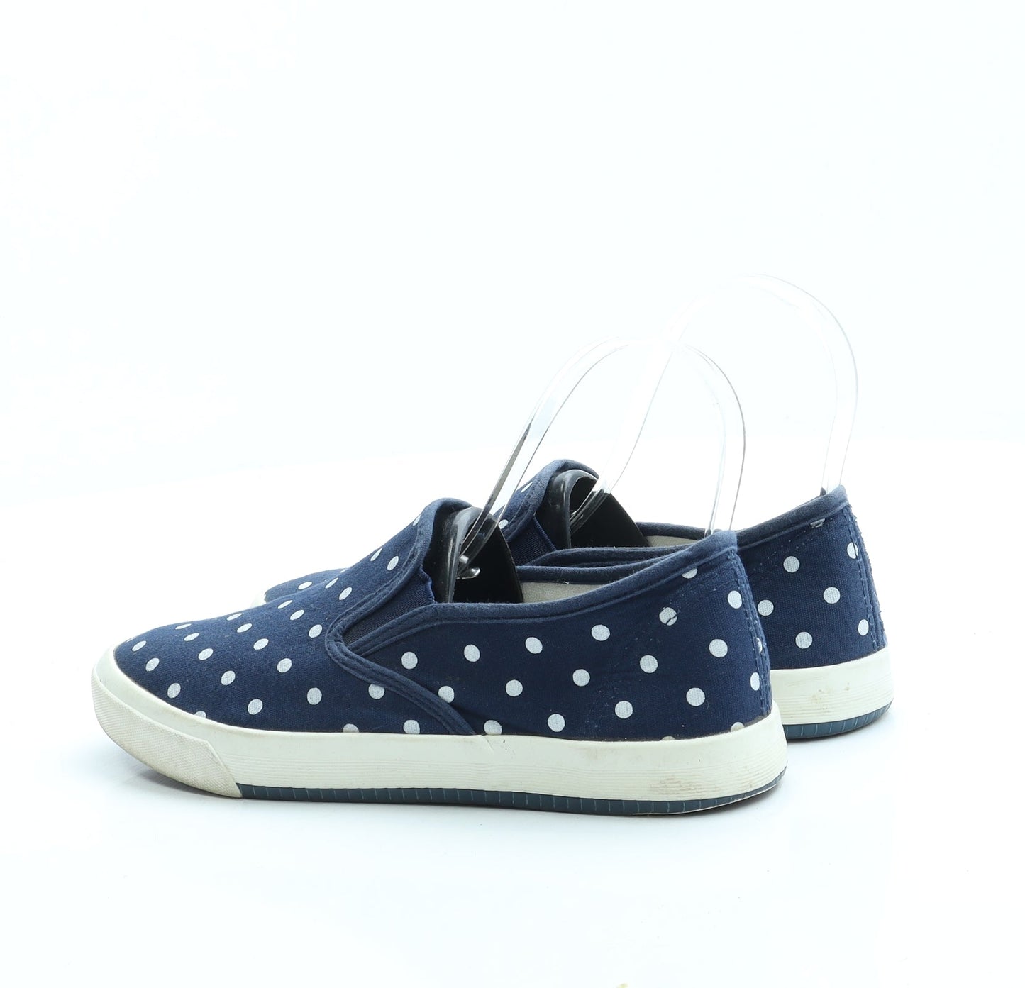 Preworn Womens Blue Polka Dot Fabric Slip On Flat UK 3 36