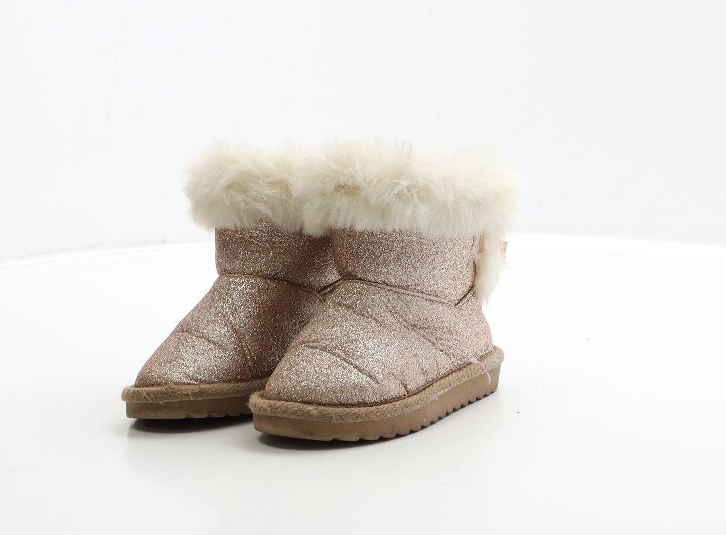 Primark Girls Gold Polyester Shearling Style Boot UK 6 23